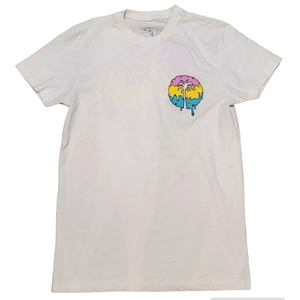 DK Men's‎ White Pastel Palm Drip Short Sleeve T-Shirt Medium